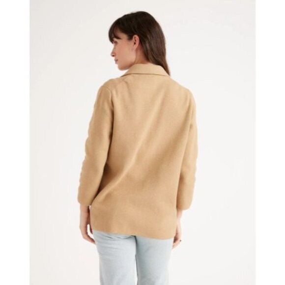 Quince Organic Cotton Blazer L Open Front Pockets Minimalist Neutral 100% Cotton - Picture 3 of 9